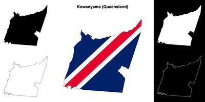 Kowanyama, Queensland outline map set vector