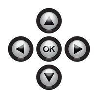 3D direction control and ok button icon set on white background. vector