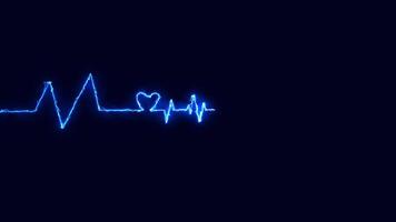 Neon Heartbeat On Black Isolated Background. Heartbeat Animation Heartbeat Line Monitoring Grid Heart Beat Looping. video