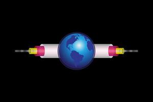 illustration for network conceptual. Earth and optical fiber cable concept for communication. vector