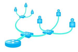 Local area network 3d diagram. Internet concept. vector