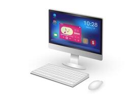 Desktop computer 3D on white background. vector