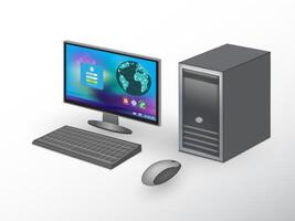 Desktop computer on white background. vector