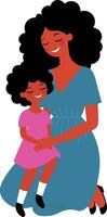 Drawing of mothers and children, mother and daughter, illustration vector