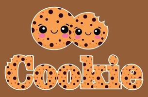 Cute cookie with the text Cookie, with the cookie-shaped font vector