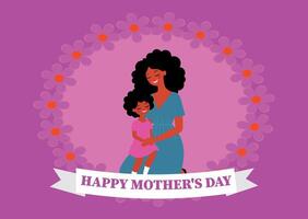 Happy Mother's Day text, with Mother's Day illustration vector