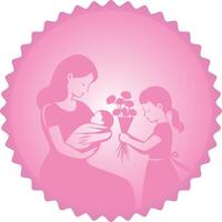 dibujo de madres y niños, madre y hija, ilustración vector