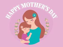 Happy Mother's Day text, with Mother's Day illustration vector