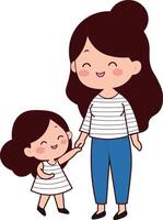 Drawing of mothers and children, mother and daughter, illustration vector