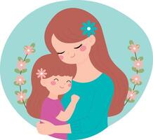 dibujo de madres y niños, madre y hija, ilustración vector