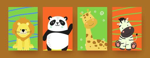 Contemporary Art Posters, Cute Animals Collection for Children's Rooms and Books vector