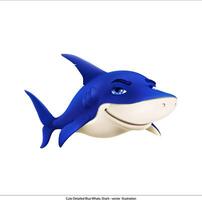 Cute Detailed Blue Whale, Shark - illustration vector