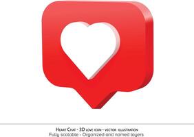 Heart Chat - 3D love icon - illustration vector