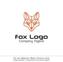 Fox lines - Minimalistic - Mascot - Fox Logo - vector