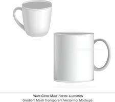 White Coffee Mug - Illustration, mockup presentation, transparent , and white background vector