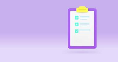 Clipboard Checklist and Alarm Clock Icon Animation on Purple Background video