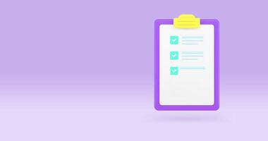 portapapeles Lista de Verificación y alarma reloj icono animación en púrpura antecedentes video