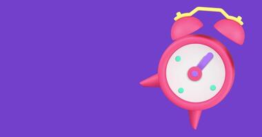 Pink Alarm Clock Icon Animation on Purple Background video