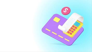 Colorful Digital Payment Icon Animation Featuring a Credit Card and Receipt video