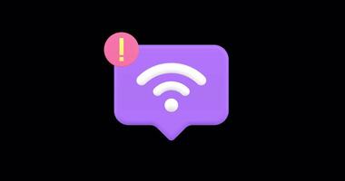 púrpura habla burbuja con Wifi icono animación con alfa canal en amarillo antecedentes video