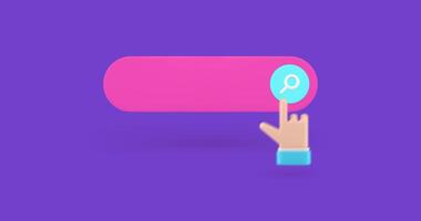Klicken ein virtuell Suche Taste Symbol Animation auf lila Hintergrund video
