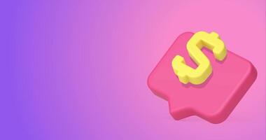 Digital Dollar Sign on Pink Speech Bubble Icon Animation video