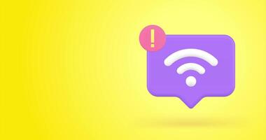 Purple Speech Bubble With Wi-Fi Icon Animation on Yellow Background video