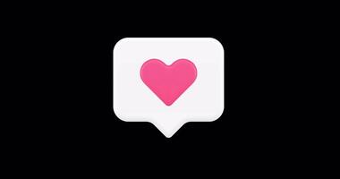 Heart in Speech Bubble Icon animation with alpha channel on Pink Background video