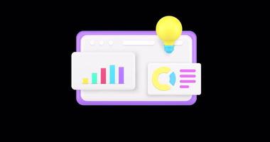 digital marketing estratégia ícone animação com alfa canal com analytics e alvos video