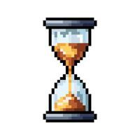 Hourglass pixel icon. Gaming 8 bit clock icon on white style. Arcade game icon. vector