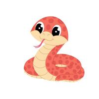 serpiente en plano estilo. dibujos animados ilustración de un serpiente en un blanco antecedentes. niños ilustración. símbolo de el año. vector