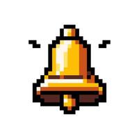 píxel campana icono. ilustración de un dorado campana. 8 poco campana. arcada juego símbolo. vector