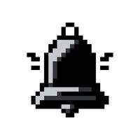 Pixel bell icon. Black and white bell icon. 8 bit bell. Arcade game symbol, web icon. vector