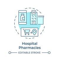 Hospital pharmacies soft blue concept icon. Healthcare facilities, longterm care. Medications order. Round shape line illustration. Abstract idea. Graphic design. Easy to use in infographic, article vector