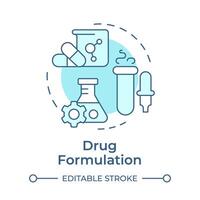 Drug formulation soft blue concept icon. Quality management, chemical compounds. Pharmaceutical products. Round shape line illustration. Abstract idea. Graphic design. Easy to use in infographic vector