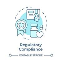 Regulatory compliance soft blue concept icon. Industry standard, drug labeling. Medication safety. Round shape line illustration. Abstract idea. Graphic design. Easy to use in infographic, article vector