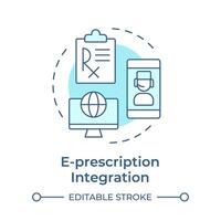 E-prescription integration soft blue concept icon. Pharmacy management system. Digital healthcare services. Round shape line illustration. Abstract idea. Graphic design. Easy to use in infographic vector