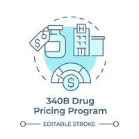 340B Drug pricing program soft blue concept icon. Public service, care facility. Patient support. Round shape line illustration. Abstract idea. Graphic design. Easy to use in infographic, article vector