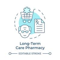 Long-term care pharmacy soft blue concept icon. Elderly patient medication. Prescription management. Round shape line illustration. Abstract idea. Graphic design. Easy to use in infographic, article vector