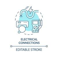 Electrical connections soft blue concept icon. Wiring checkup. HVAC electrical safety. Round shape line illustration. Abstract idea. Graphic design. Easy to use in promotional material vector