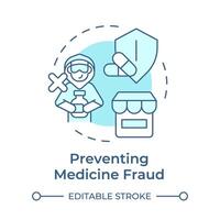 Preventing medicine fraud soft blue concept icon. Pharmacy storefront, theft prevention. Round shape line illustration. Abstract idea. Graphic design. Easy to use in infographic, article vector