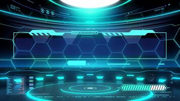 technology animation with blue neon color on dark background video