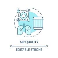 Air quality soft blue concept icon. Air filter replacement. Respiratory health. HVAC system. Round shape line illustration. Abstract idea. Graphic design. Easy to use in promotional material vector