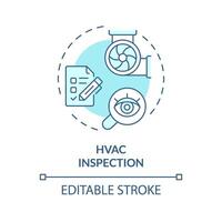 hvac inspección suave azul concepto icono. regular chequeos para ventilación sistema. la seguridad estándares redondo forma línea ilustración. resumen idea. gráfico diseño. fácil a utilizar en promocional material vector