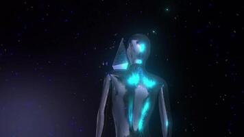 homem animação com néon estilo cor em Sombrio fundo video