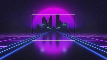 Urban animation with neon style on black background video