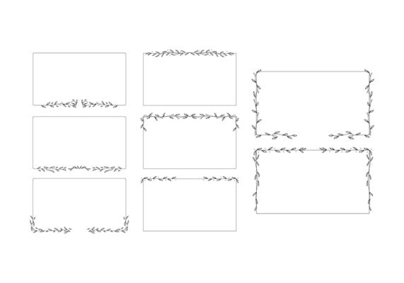 set of line frame with floral vine plant leaves decoration border