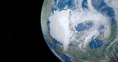 North Pole and Glacial Artic Ocean in planet Earth, aerial view from outer space video