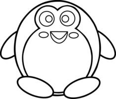 sketch of a cute penguin character. This picture is very suitable for learning to color for children vector