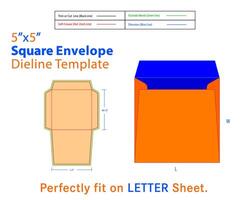 cuadrado sobre w 5, l 5 5 pulgadas dieline modelo vector
